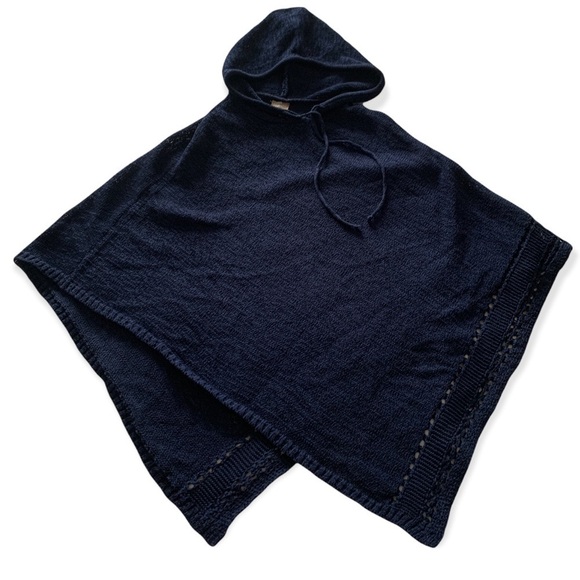 Navy Blue Beautiful Chico’s Cape Poncho Hoodie | Light and Stylish - Picture 1 of 3